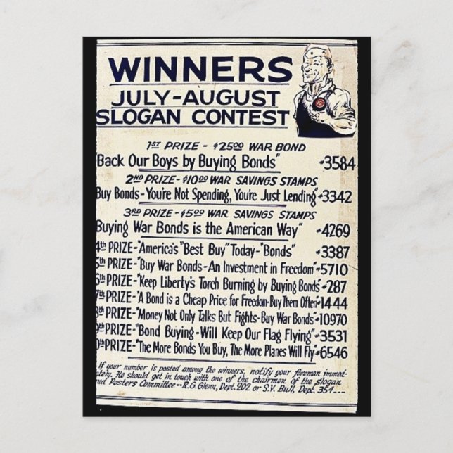 Winners July - August Slogan Contest Postcard (Front)