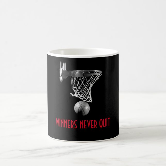 Winners Never Quit Basketball Coffee Mug (Center)