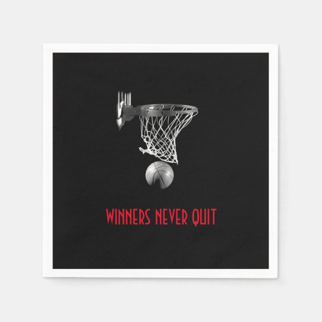 Winners Never Quit Basketball Napkin (Front)