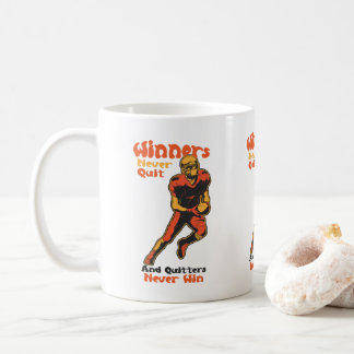 Winners Never Quit Football Motivation Quote Coffee Mug