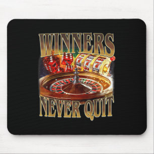 Winners Never Quit Funny Gambling Bootleg Retro Ga Mouse Pad