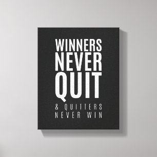 Winners Never Quit Motivational Poster Canvas Print