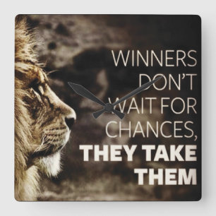 Winners Take Chances - Motivational Square Wall Clock