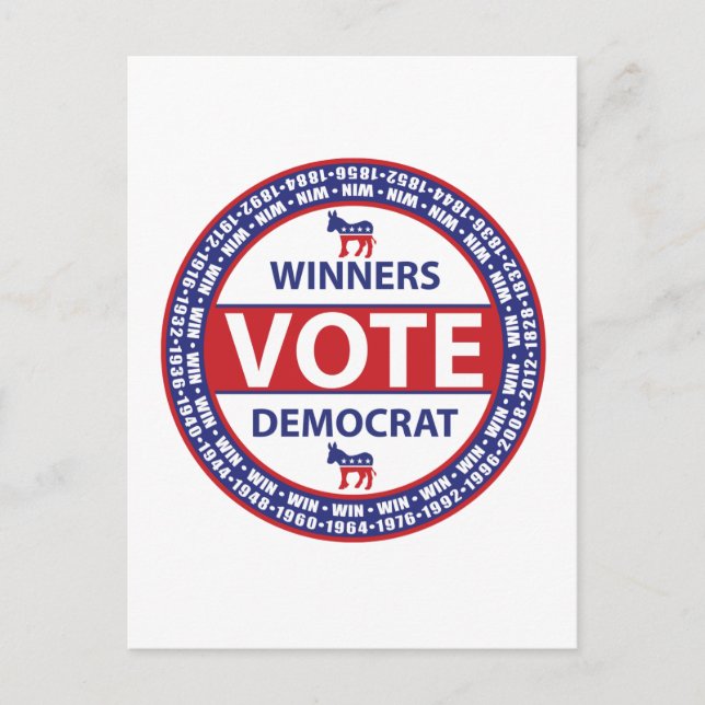 Winners Vote Democrat Postcard (Front)