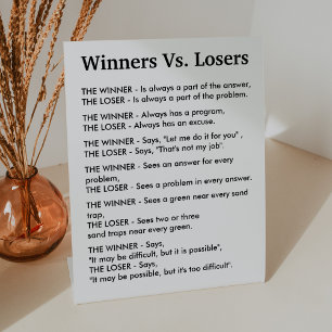 Winners Vs Losers Pedestal Sign