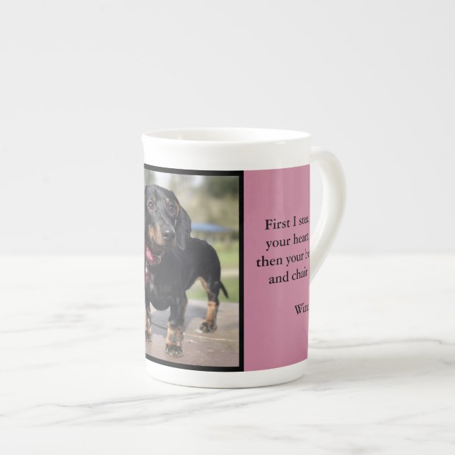 Winnie the daschund bone china mug (Front Right)