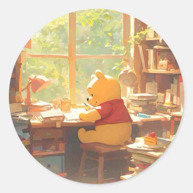 Winnie the Pooh books Classic Round Sticker (Front)