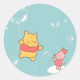 Winnie the Pooh bubbles  Classic Round Sticker