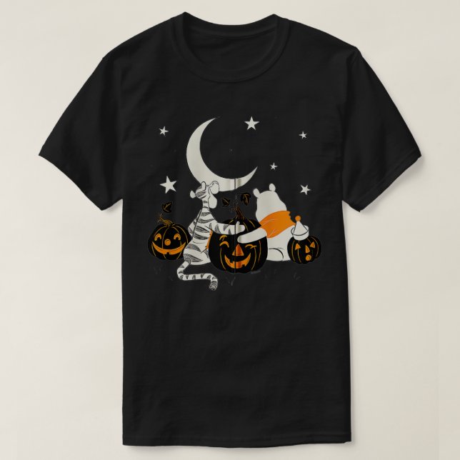 Winnie the Pooh  Halloween Tigger and Pooh Pumpkin T-Shirt (Design Front)