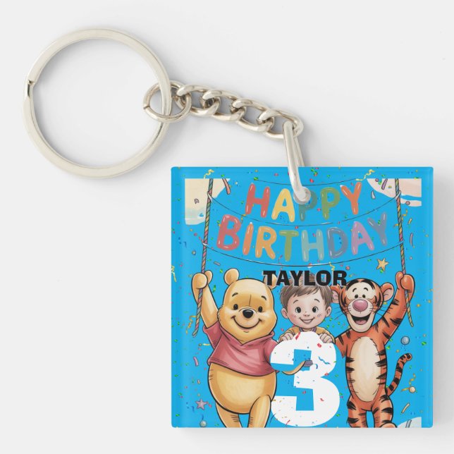 Winnie the Pooh | Happy Birthday Key Ring (Front)