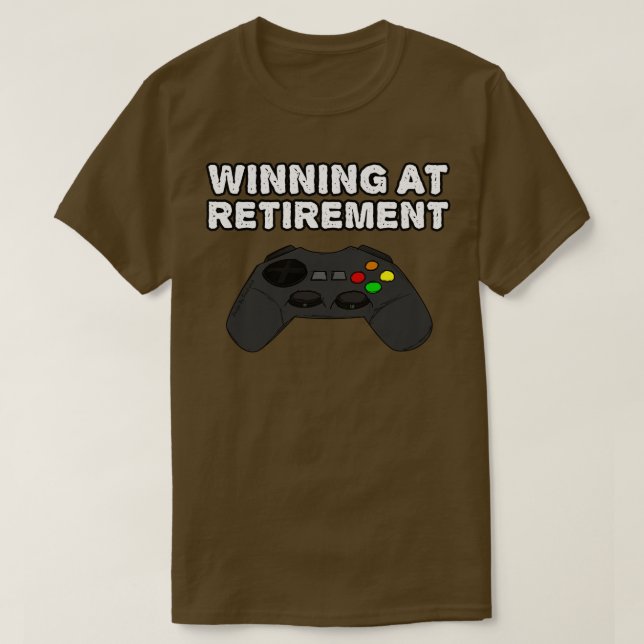 Winning At Retirement Video Gaming Retired Gamer T-Shirt (Design Front)