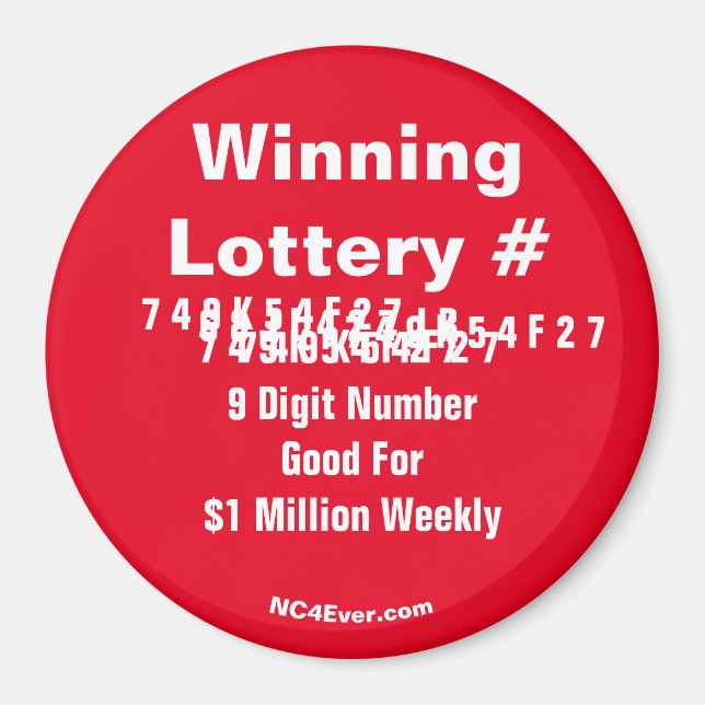 Winning Lottery Number Magnet (Front)