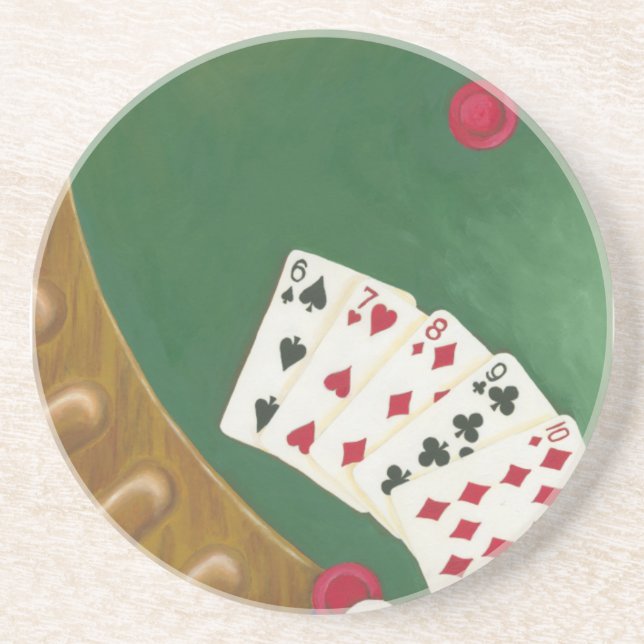 Winning Poker Hand Six Through Ten Coaster (Front)