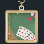 Winning Poker Hand Six Through Ten Gold Plated Necklace<br><div class="desc">If only every poker hand was this good! A six through ten straight is the winning hand in this painting by Chariklia Zarris. Give yourself a winning hand by purchasing this piece!</div>