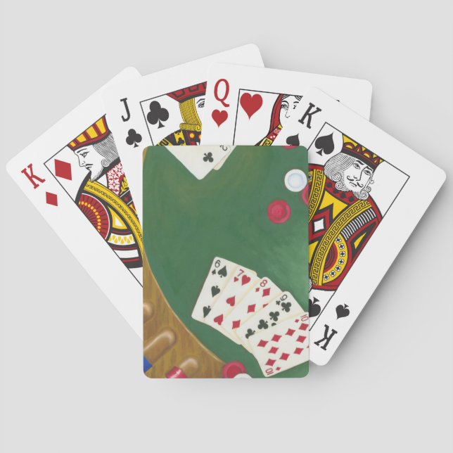 Winning Poker Hand Six Through Ten Playing Cards (Back)