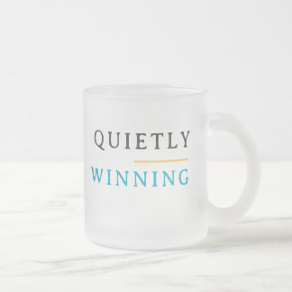 Winning Quietly – Minimal Typography Frosted Glass Coffee Mug