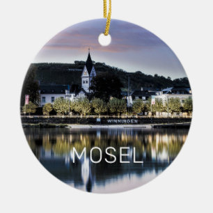 Winningen Moselle Sunset Panorama Germany Vintage Ceramic Tree Decoration