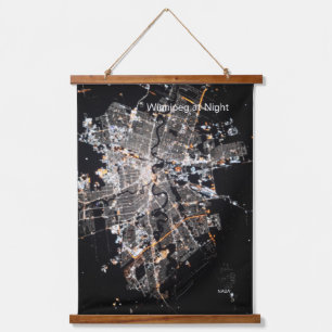 Winnipeg Lights at Night, NASA ISS Photo Hanging Tapestry
