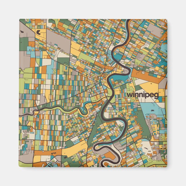 Winnipeg Map design Magnet (Front)