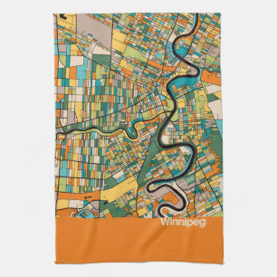 Winnipeg Map/orange Tea Towel