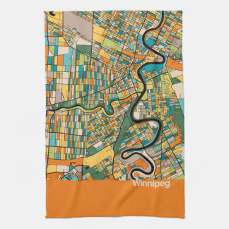 Winnipeg Map/orange Tea Towel
