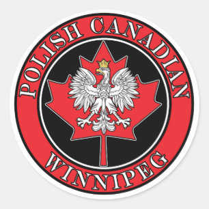 Winnipeg Round Polish Canadian Leaf Classic Round Sticker