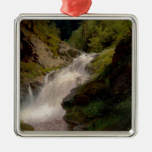 Winona Falls (US Landscape) (by Hermann Herzog) Metal Tree Decoration