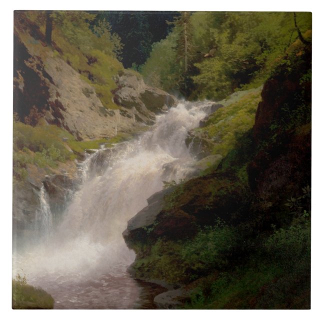 Winona Falls (US Landscape) (by Hermann Herzog) Tile (Front)
