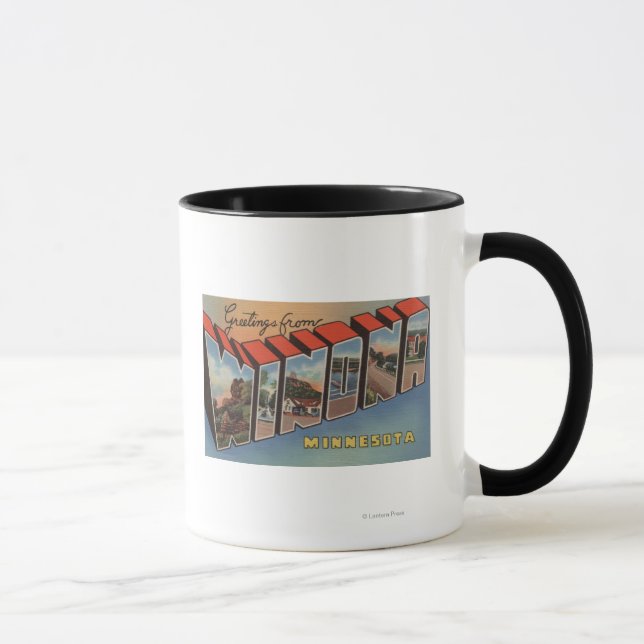 Winona, Minnesota - Large Letter Scenes Mug (Right)