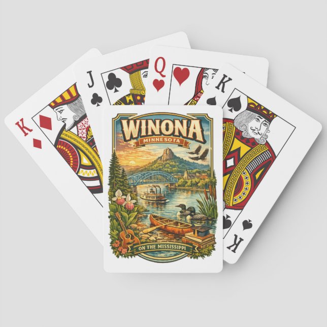 Winona, MN Minnesota Souvenir Gift Playing Cards (Back)