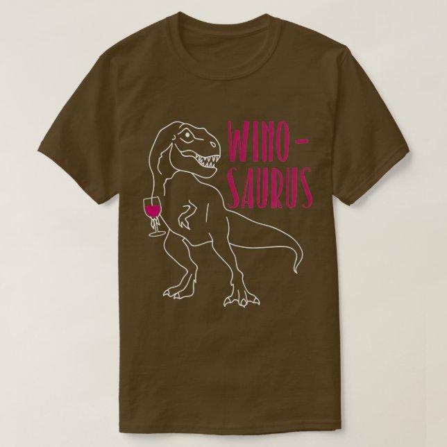 Winosaur Wine Drinking Dinosaur  Novelty Wine Gift T-Shirt (Design Front)