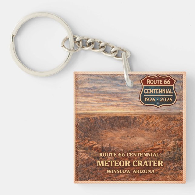 Winslow Arizona Meteor Crater Centennial Key Ring (Front)