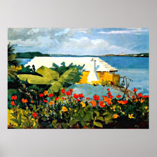 Winslow Homer art: Flower Garden and Bungalow Poster