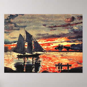 Winslow Homer artwork, Sunset Fires, Poster