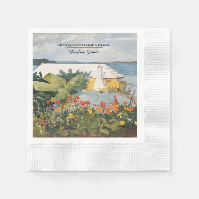 Winslow Homer Flower Garden and Bungalow Bermuda   Napkin (Front)
