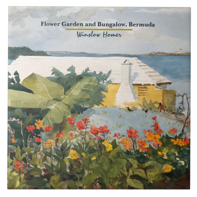 Winslow Homer Flower Garden and Bungalow Bermuda   Tile (Front)