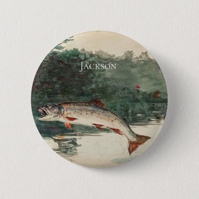 Winslow Homer Leaping Trout 6 Cm Round Badge (Front)