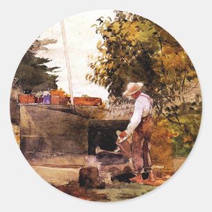 Winslow Homer painting, At the Well Classic Round Sticker