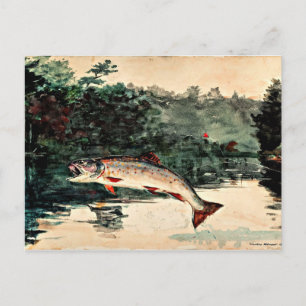 Winslow Homer painting, Leaping Trout Postcard