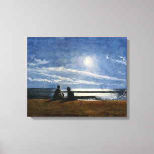 Winslow Homer watercolor, Moonlight,  Canvas Print