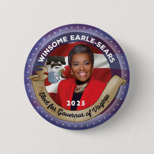 Winsome Earle-Sears for Governor of Virginia 6 Cm Round Badge