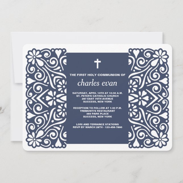 Winsome Spirit Blue Religious Invitation (Front)