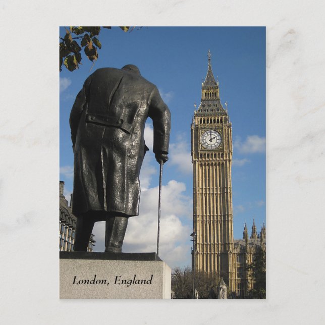 Winston Churchill and Big Ben Postcard, London Postcard (Front)