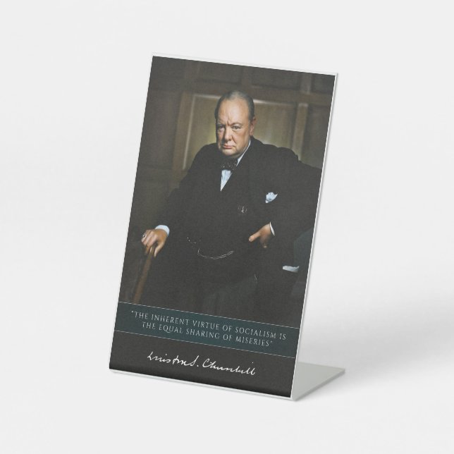 Winston Churchill - British Prime Minister Decor Pedestal Sign (Front)