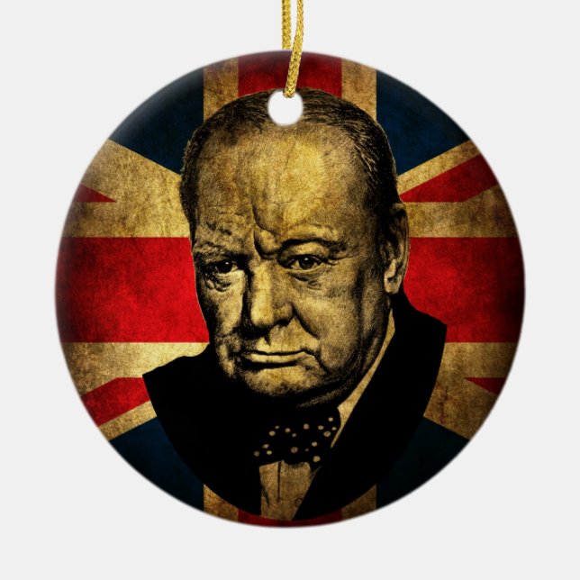 Winston Churchill Ceramic Tree Decoration (Front)