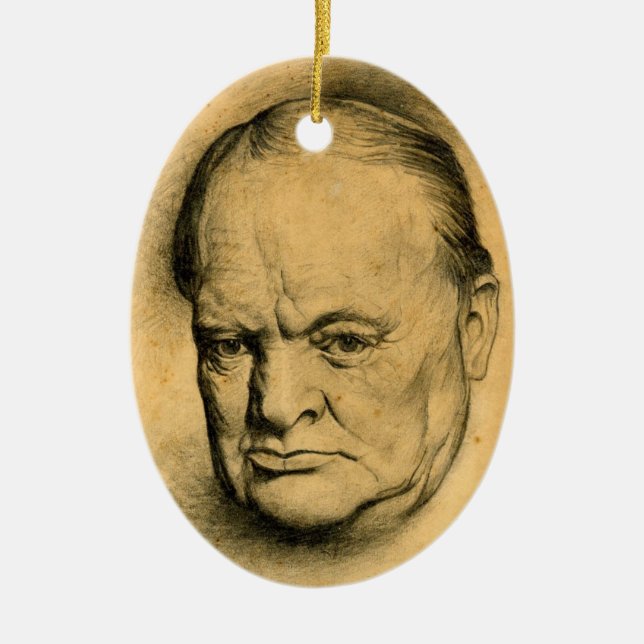 Winston Churchill Ceramic Tree Decoration (Front)