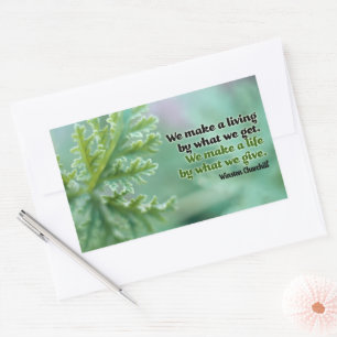 Winston Churchill Inspirational Quote "A life" Rectangular Sticker