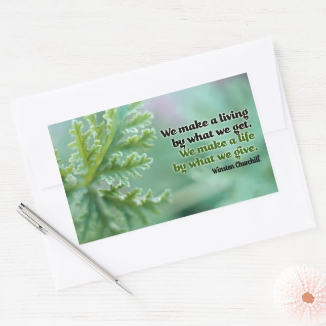Winston Churchill Inspirational Quote "A life" Rectangular Sticker (Envelope)