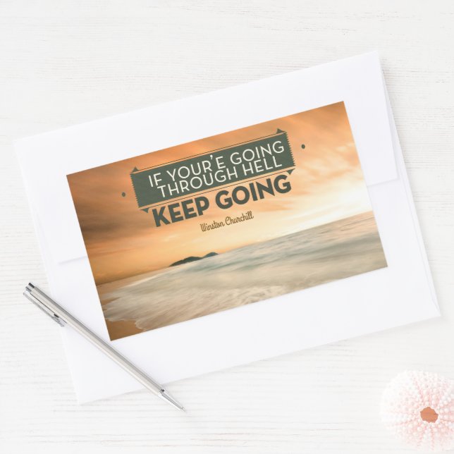 Winston Churchill Inspirational Quote "Keep going" Rectangular Sticker (Envelope)