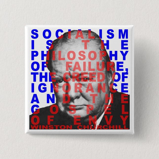 Winston Churchill Quote Button (Front)